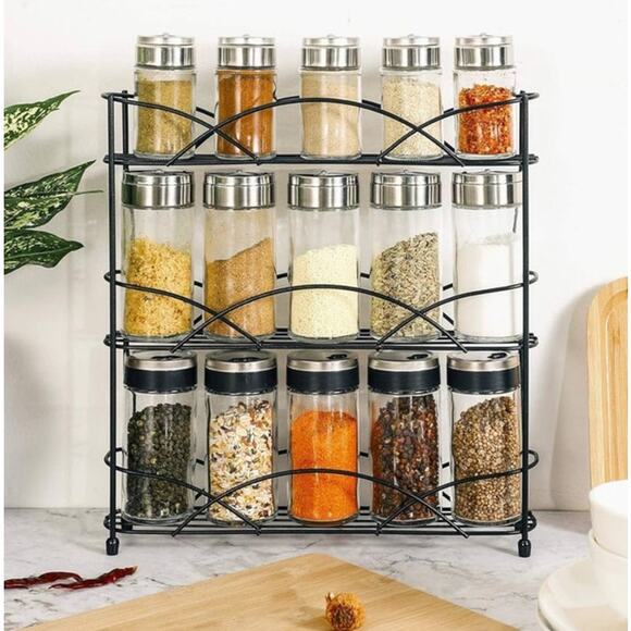 3 Tier Free Standing Kitchen Organization Space Saver Iron Wire Spice Rack - Picture 4 of 11